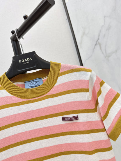Striped Knit Short-Sleeve Top
