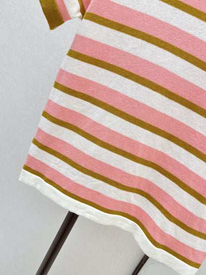 Striped Knit Short-Sleeve Top