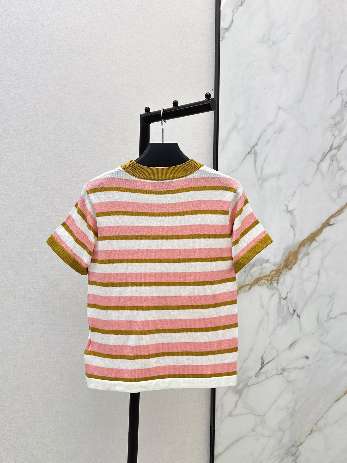 Striped Knit Short-Sleeve Top