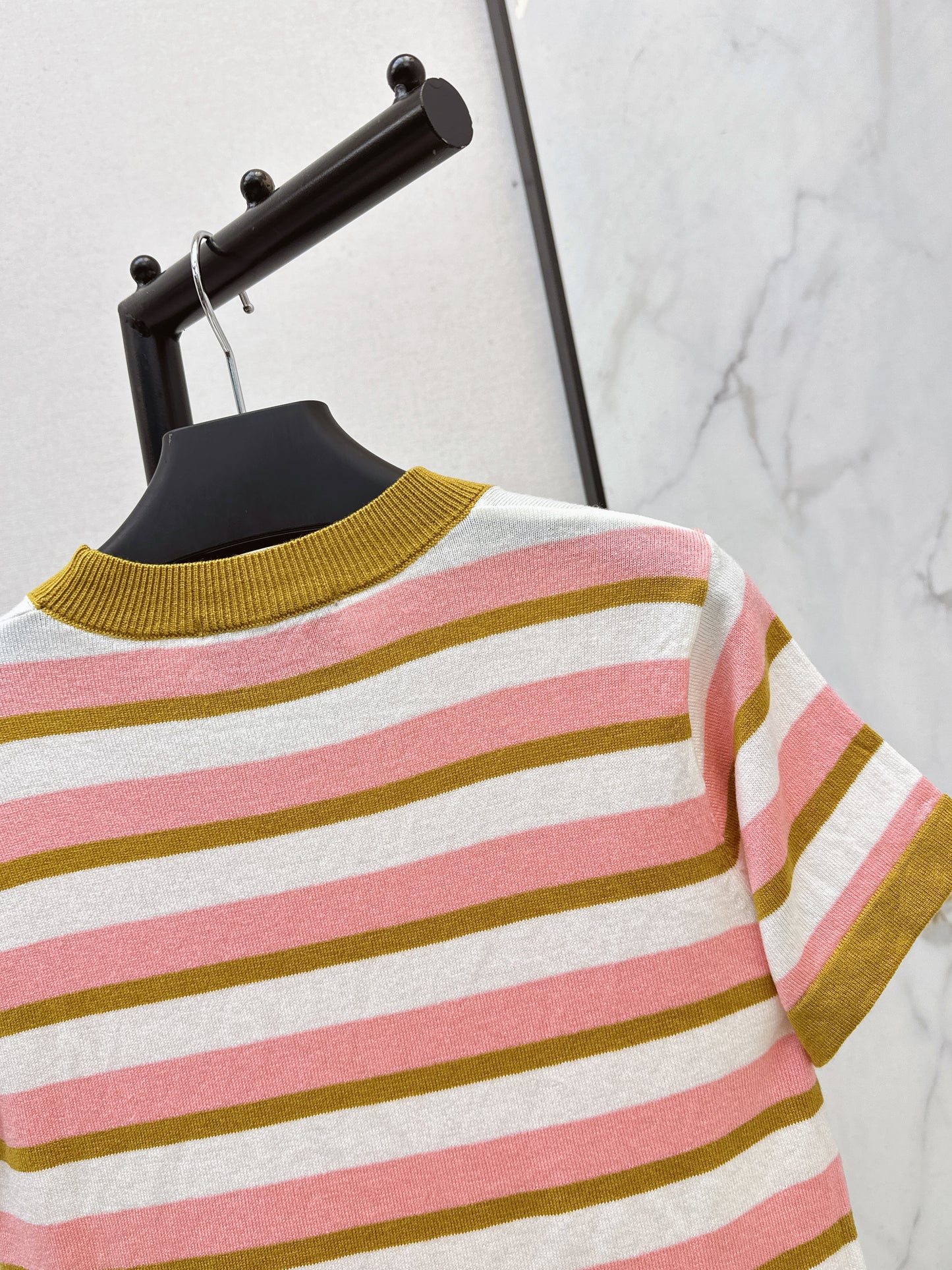 Striped Knit Short-Sleeve Top