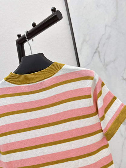 Striped Knit Short-Sleeve Top