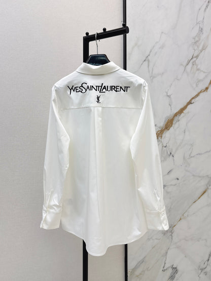 Letter-embellished loose-fitting shirt