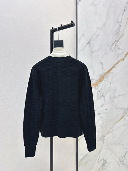 Metal-buttoned wool knit cardigan