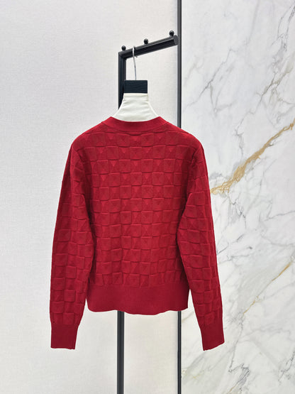 Metal-buttoned wool knit cardigan