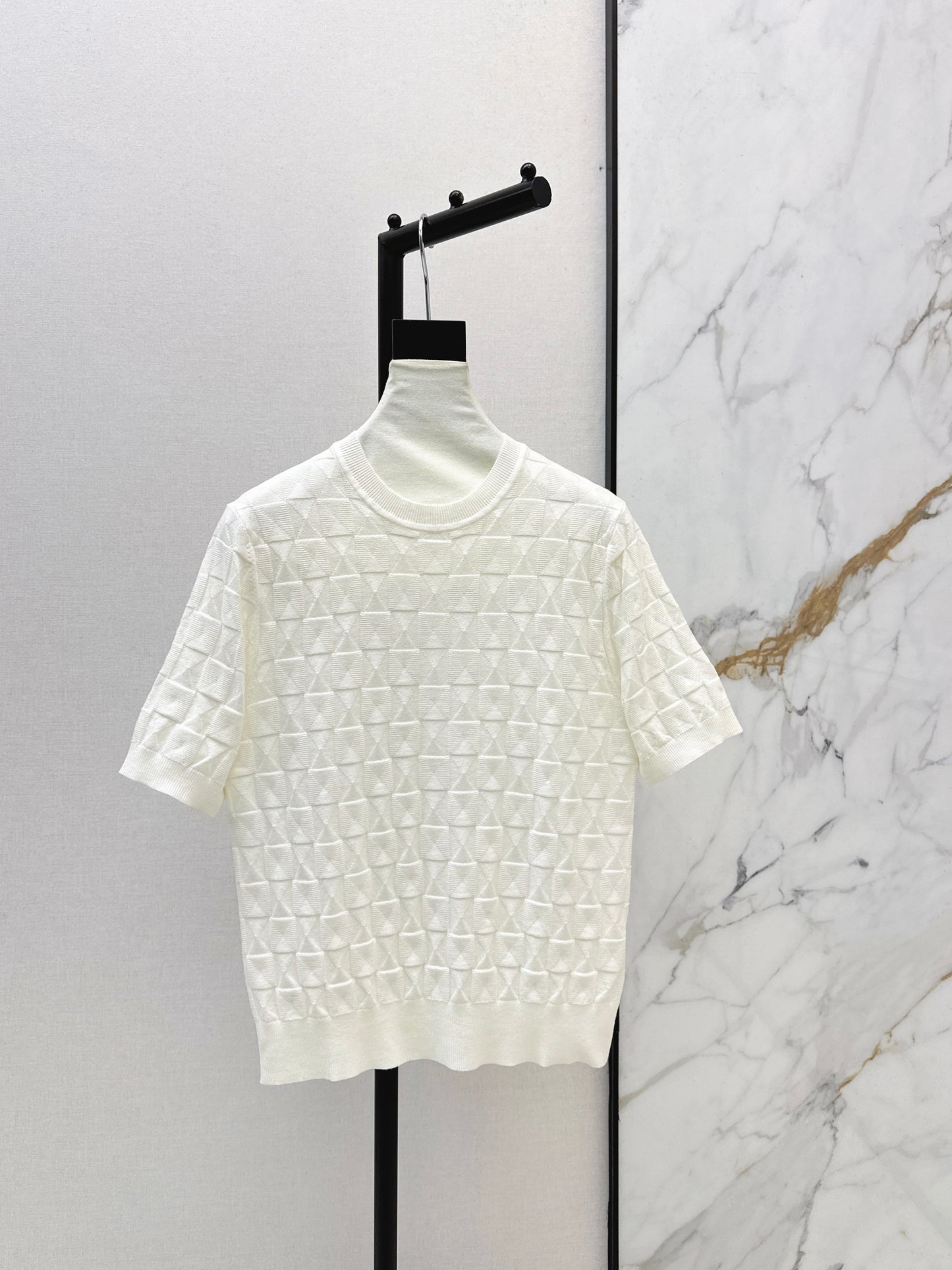 Metal Button Wool Short-Sleeve T-Shirt