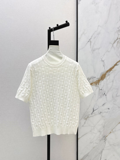 Metal Button Wool Short-Sleeve T-Shirt