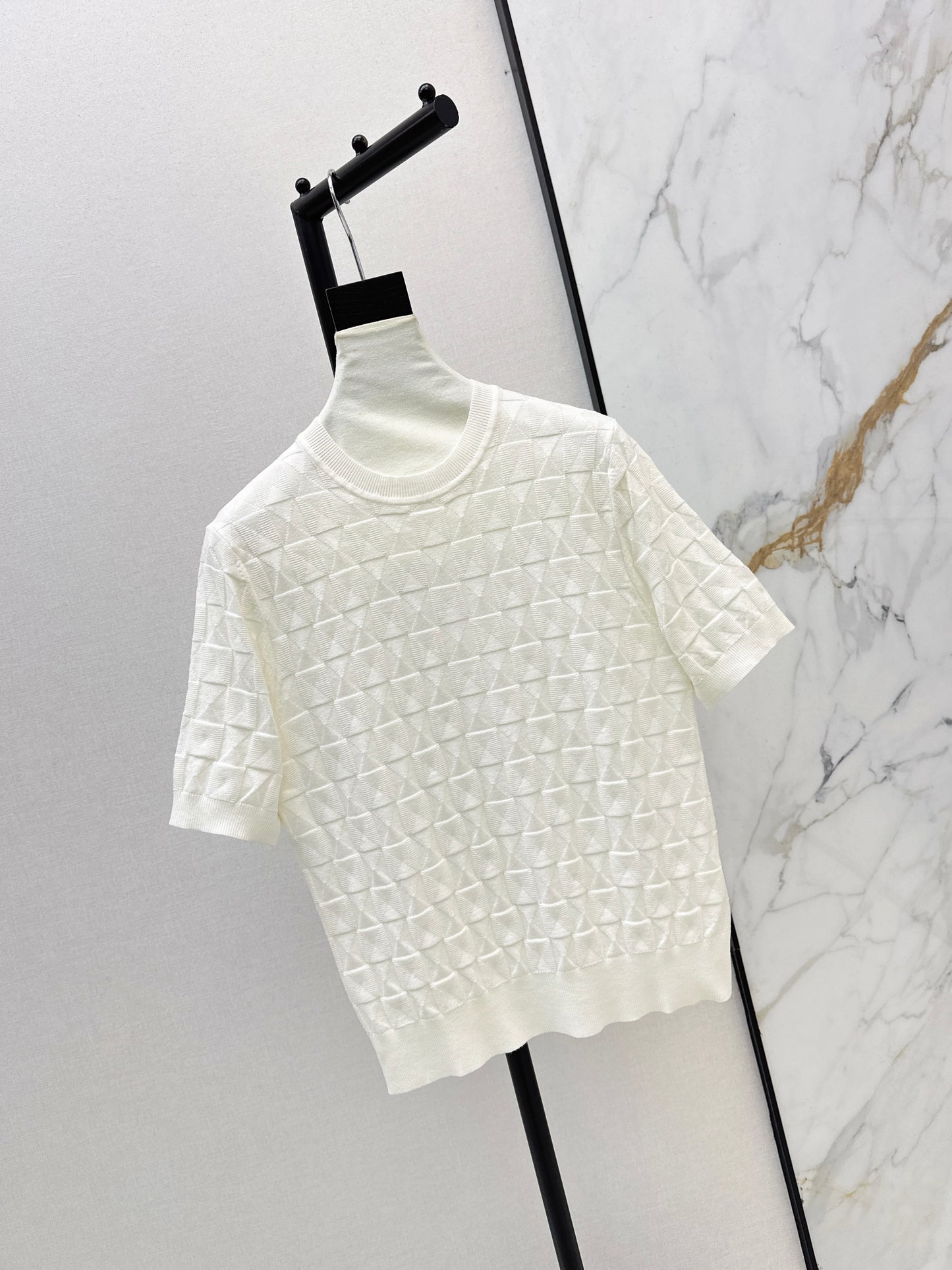 Metal Button Wool Short-Sleeve T-Shirt