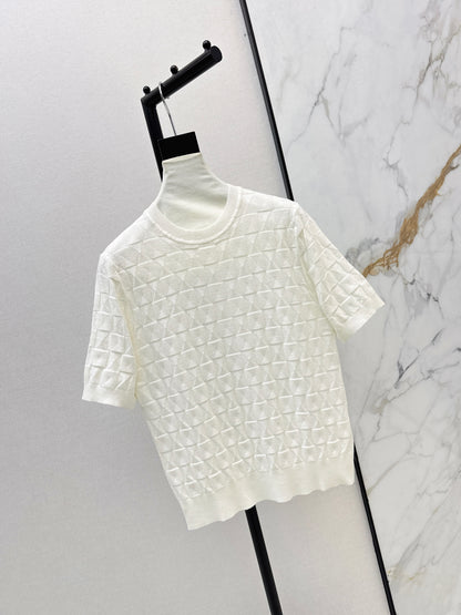 Metal Button Wool Short-Sleeve T-Shirt
