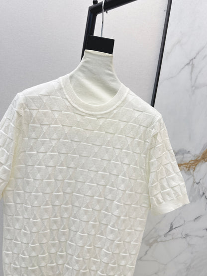Metal Button Wool Short-Sleeve T-Shirt