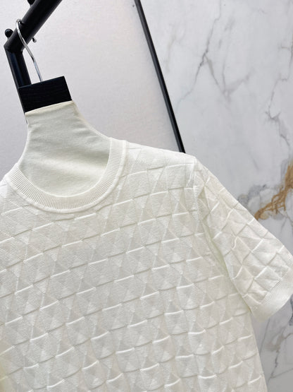 Metal Button Wool Short-Sleeve T-Shirt