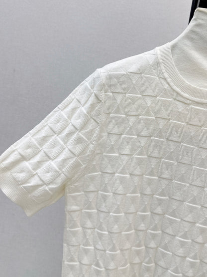 Metal Button Wool Short-Sleeve T-Shirt