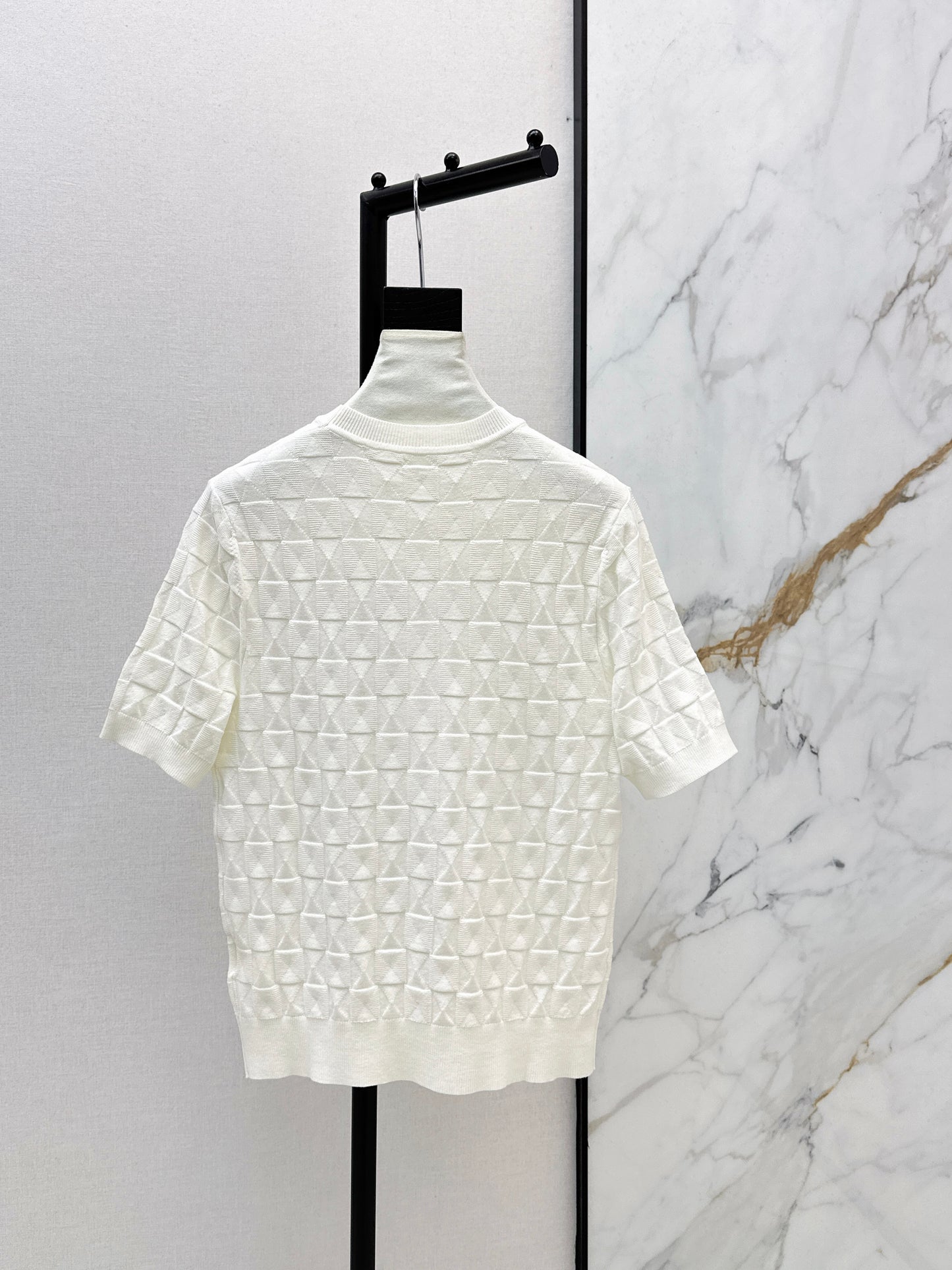 Metal Button Wool Short-Sleeve T-Shirt
