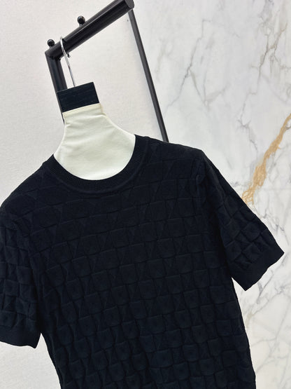 Metal Button Wool Short-Sleeve T-Shirt