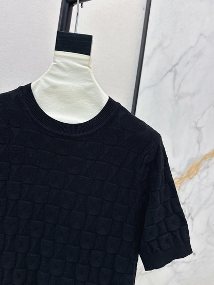 Metal Button Wool Short-Sleeve T-Shirt