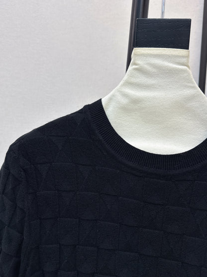 Metal Button Wool Short-Sleeve T-Shirt