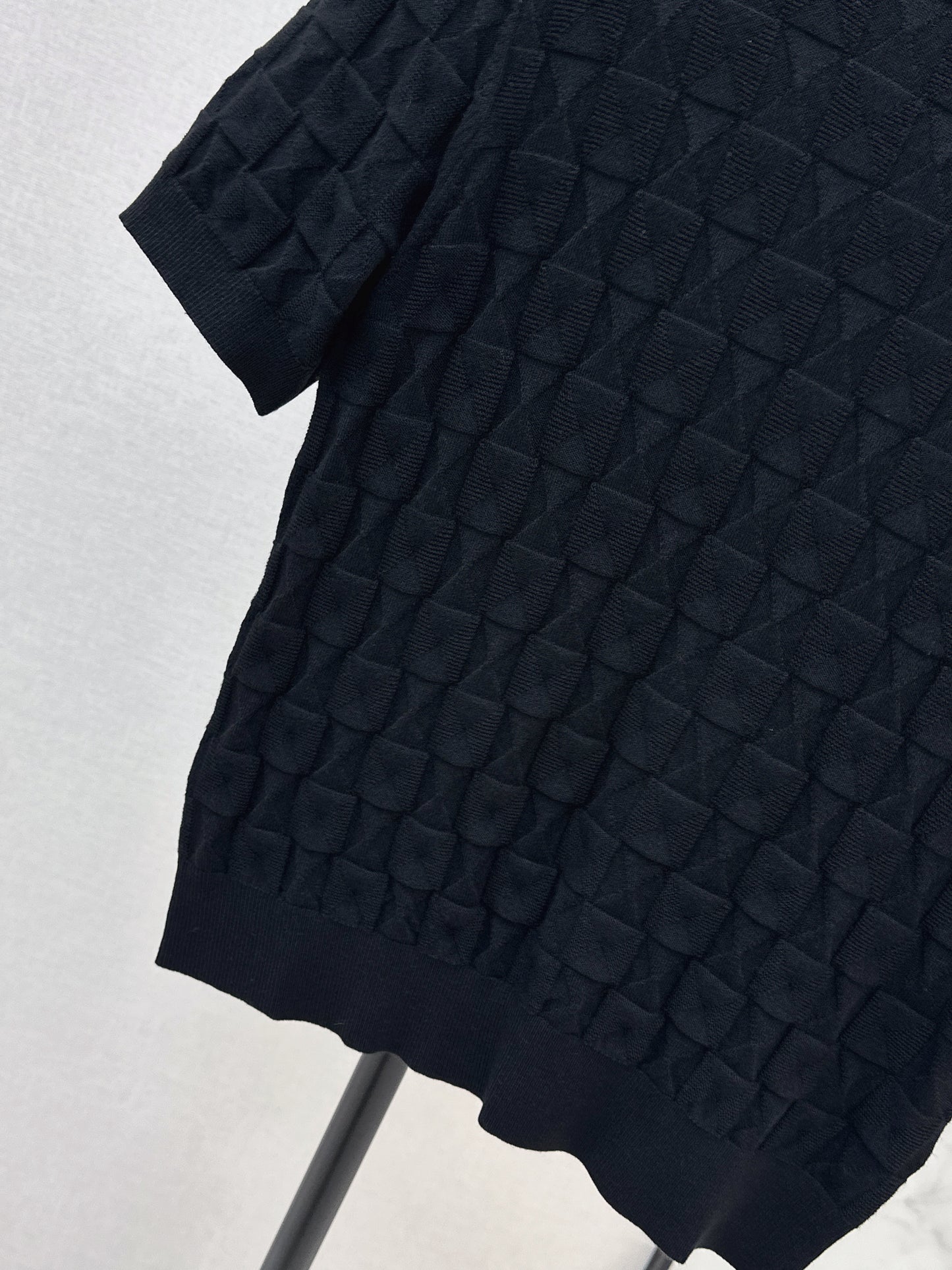 Metal Button Wool Short-Sleeve T-Shirt