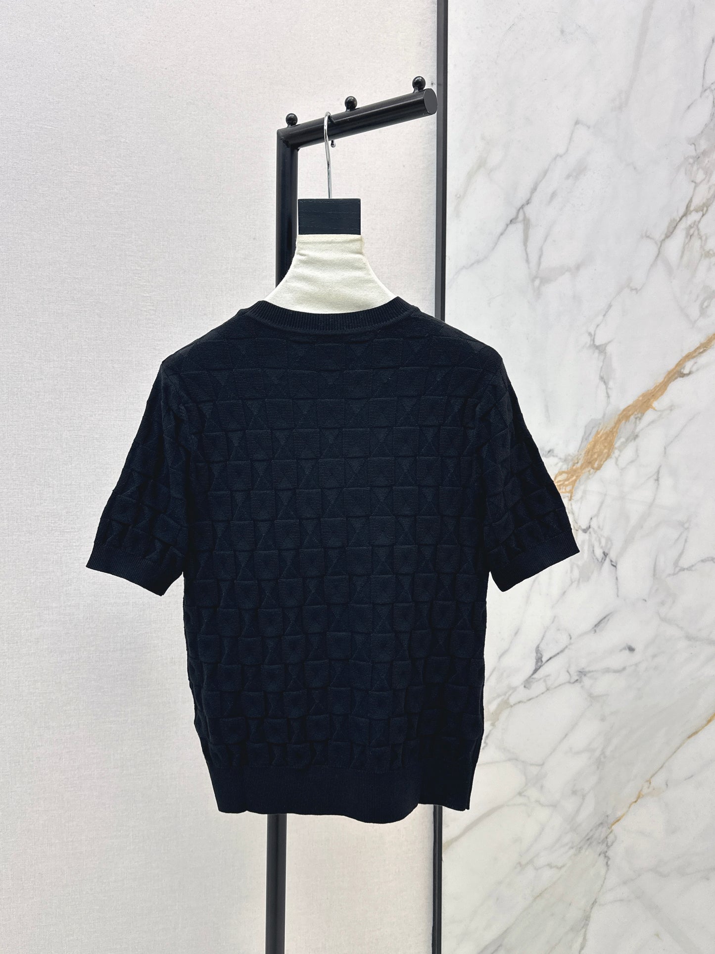 Metal Button Wool Short-Sleeve T-Shirt