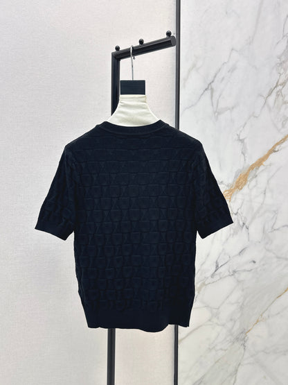 Metal Button Wool Short-Sleeve T-Shirt