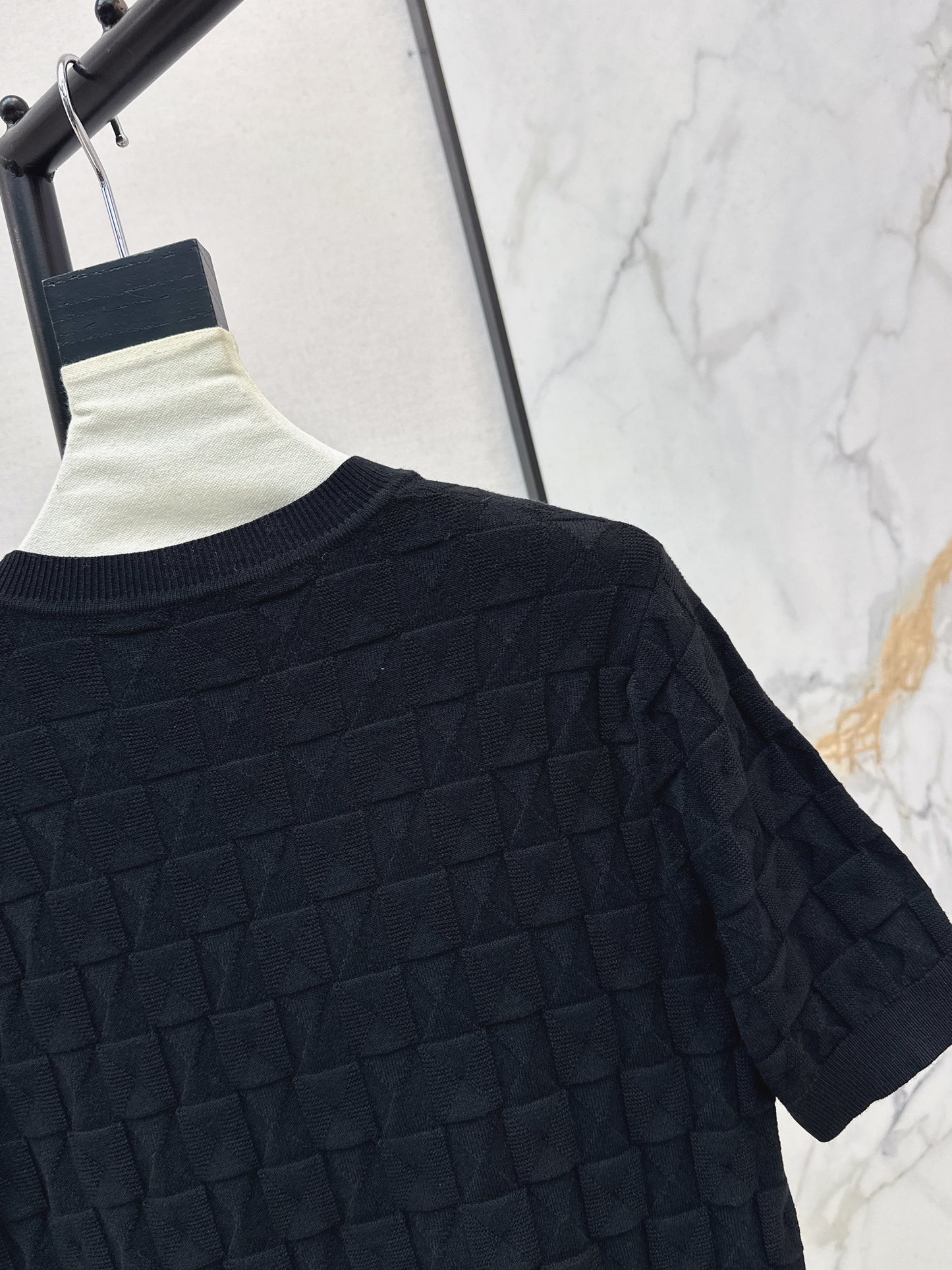 Metal Button Wool Short-Sleeve T-Shirt