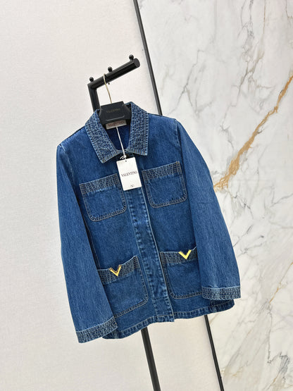 Hardware-embellished denim jacket