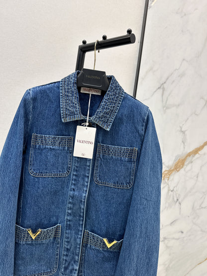 Hardware-embellished denim jacket