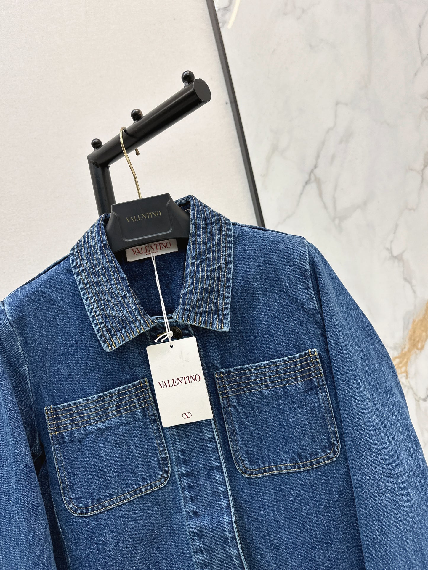 Hardware-embellished denim jacket