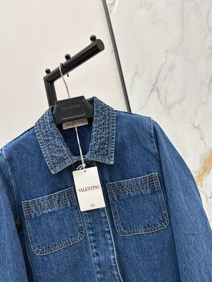 Hardware-embellished denim jacket