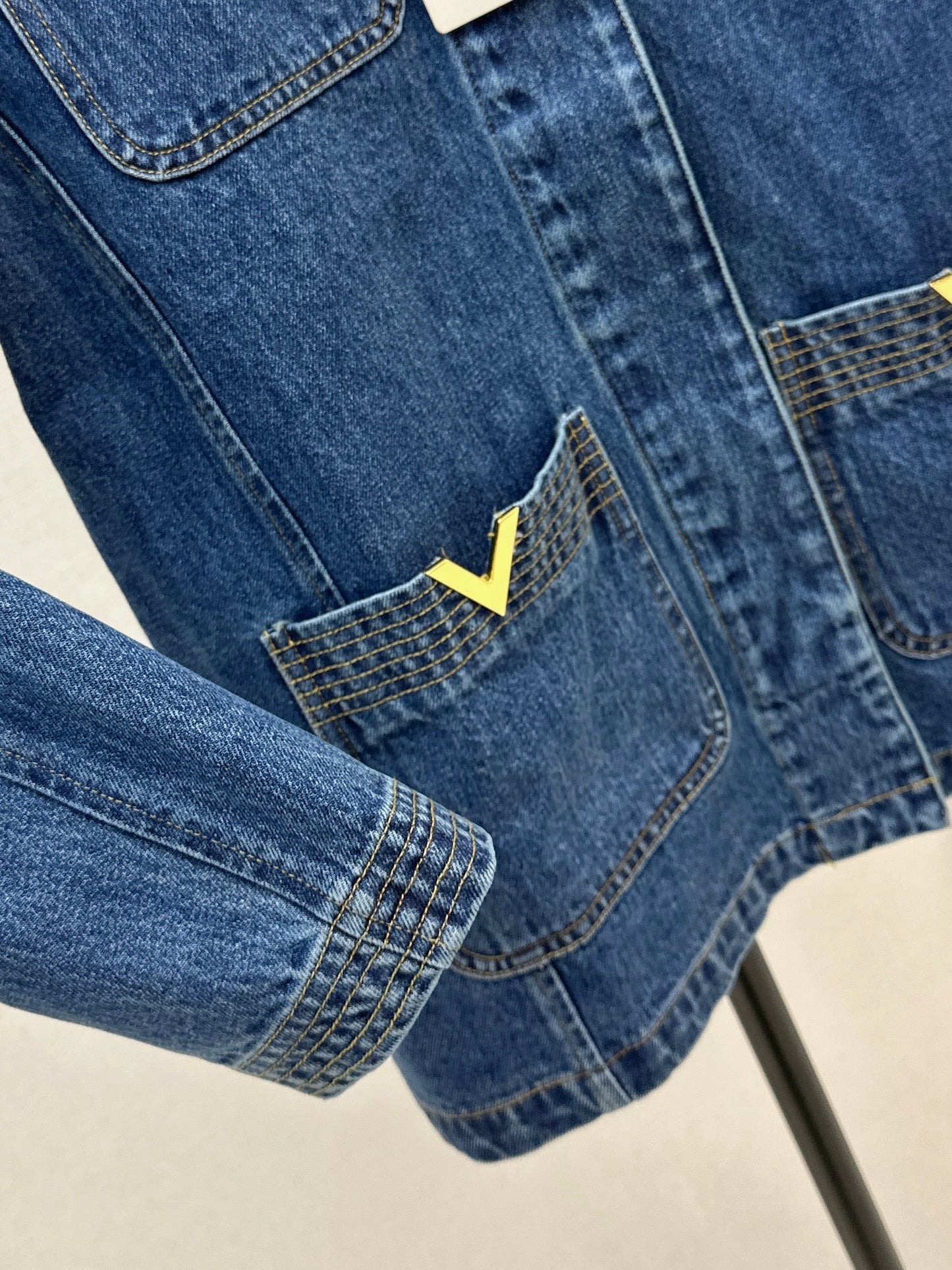 Hardware-embellished denim jacket