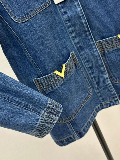 Hardware-embellished denim jacket