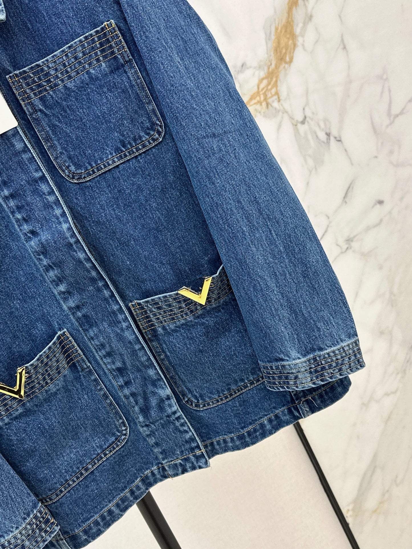 Hardware-embellished denim jacket
