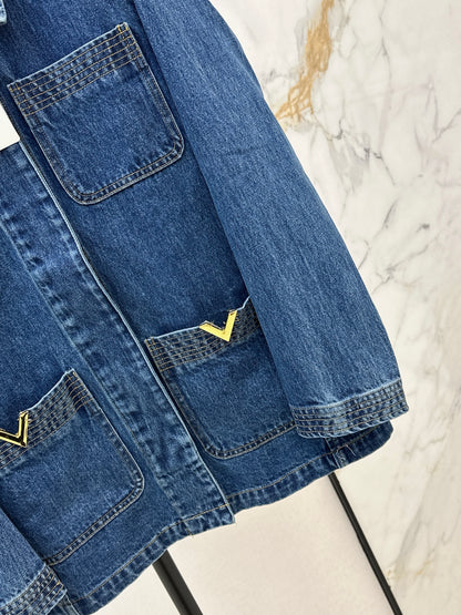 Hardware-embellished denim jacket