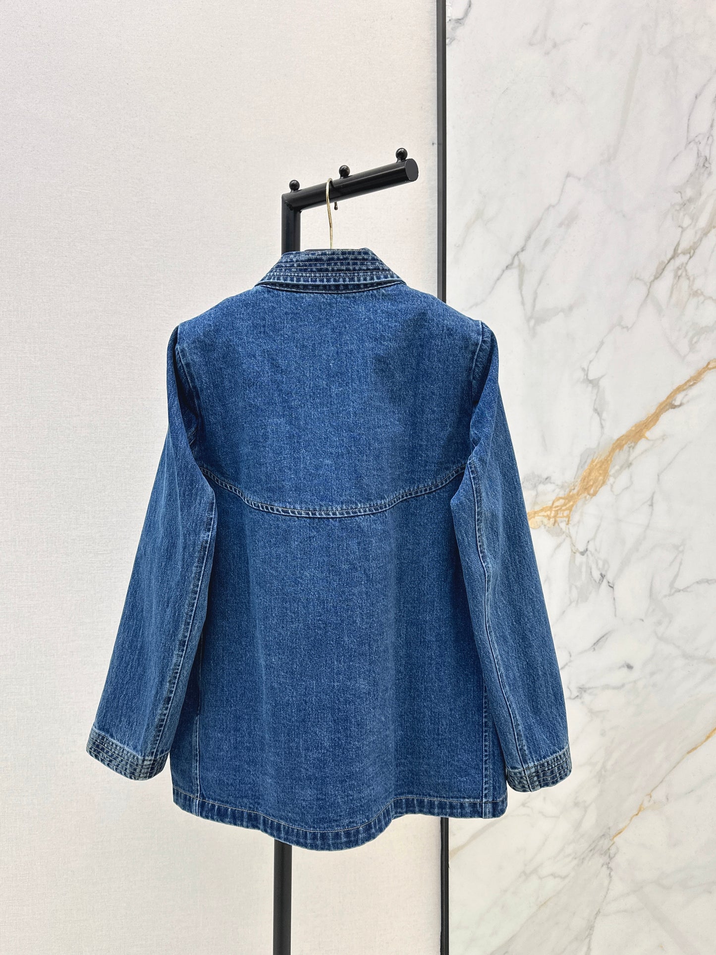 Hardware-embellished denim jacket