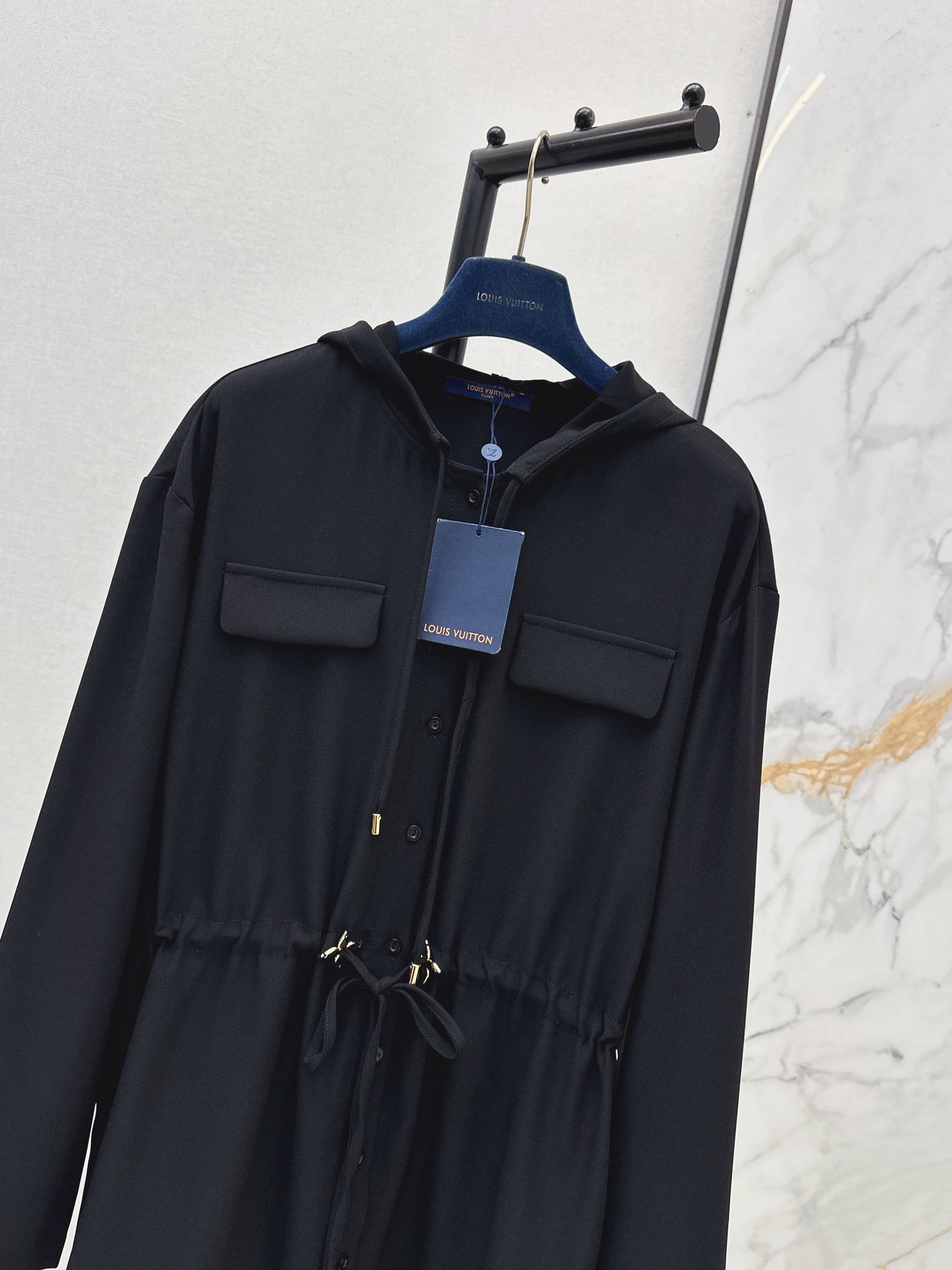 Drawstring hooded dress