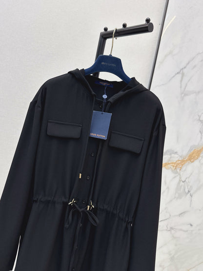 Drawstring hooded dress