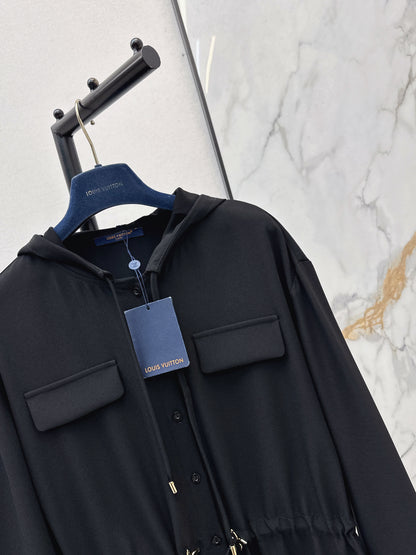 Drawstring hooded dress