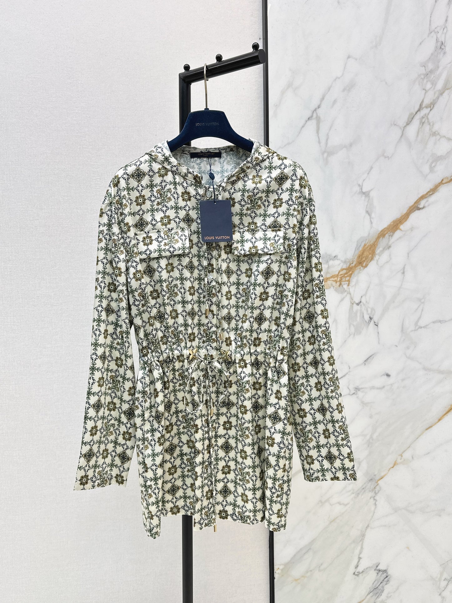 Monogram Print Hooded Dress