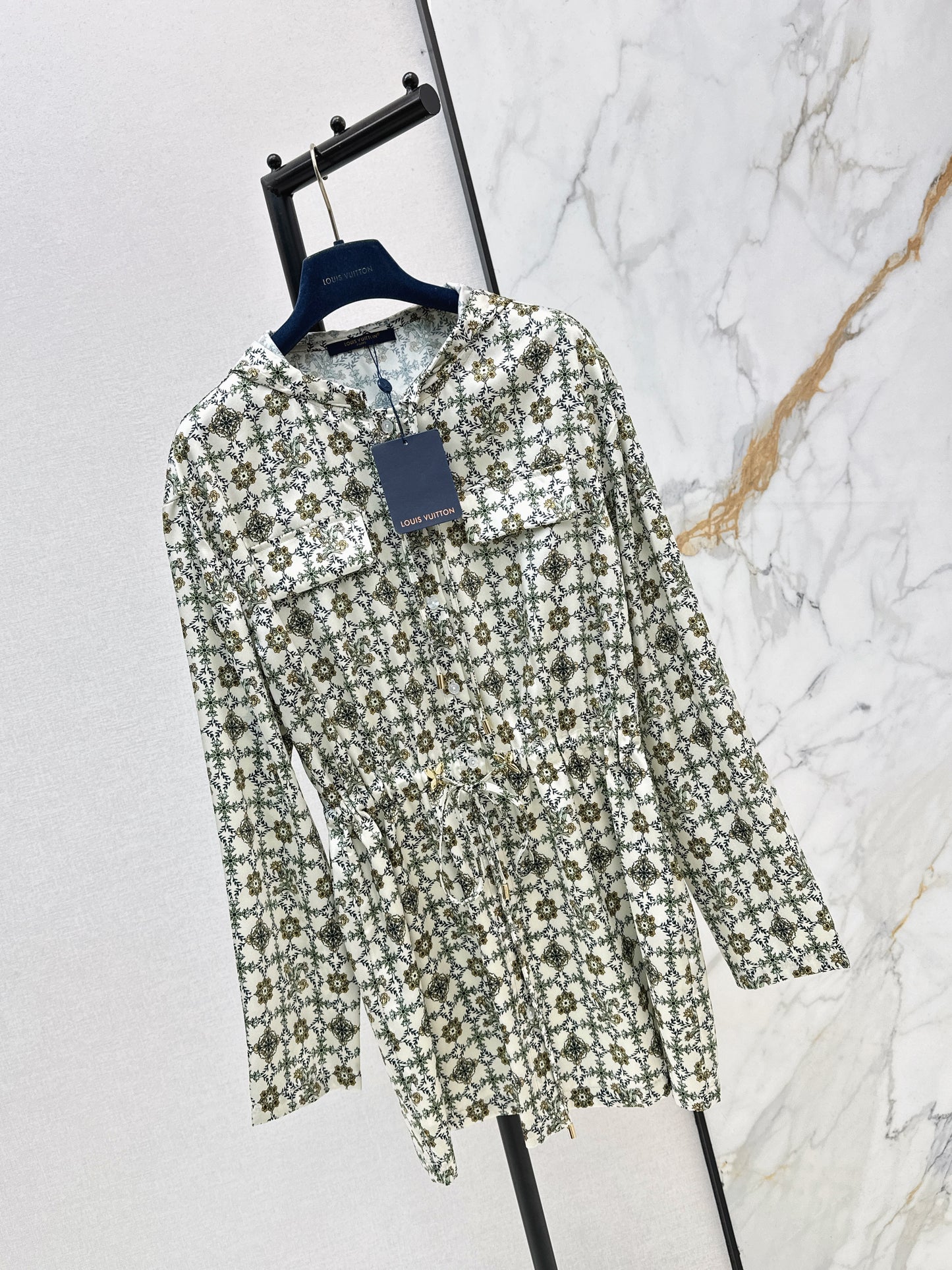Monogram Print Hooded Dress