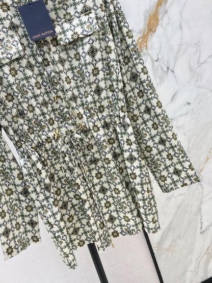 Monogram Print Hooded Dress