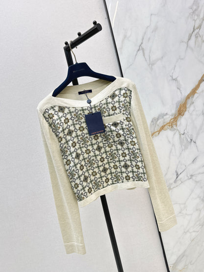 Off-the-shoulder top with patchwork design