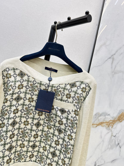 Off-the-shoulder top with patchwork design