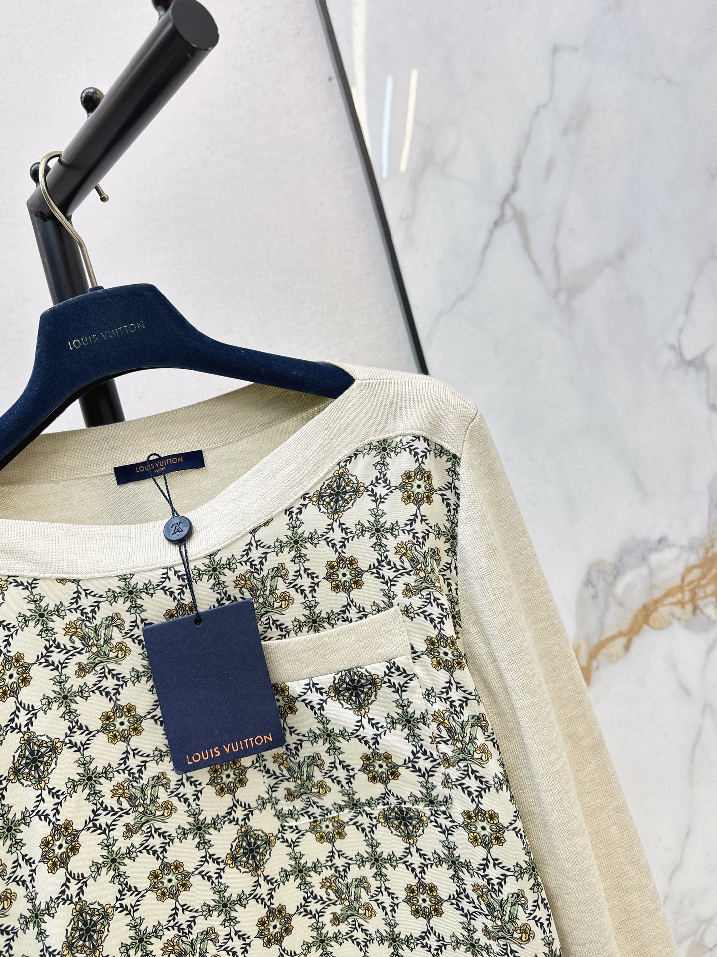 Off-the-shoulder top with patchwork design