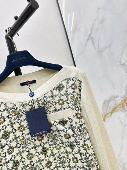 Off-the-shoulder top with patchwork design