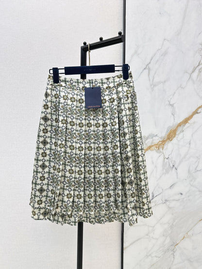 Printed Pleated Midi Skirt