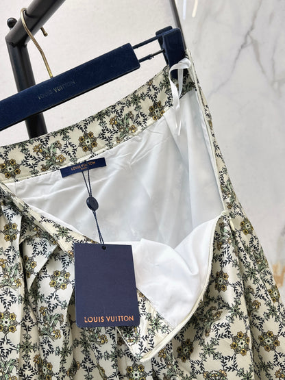 Printed Pleated Midi Skirt