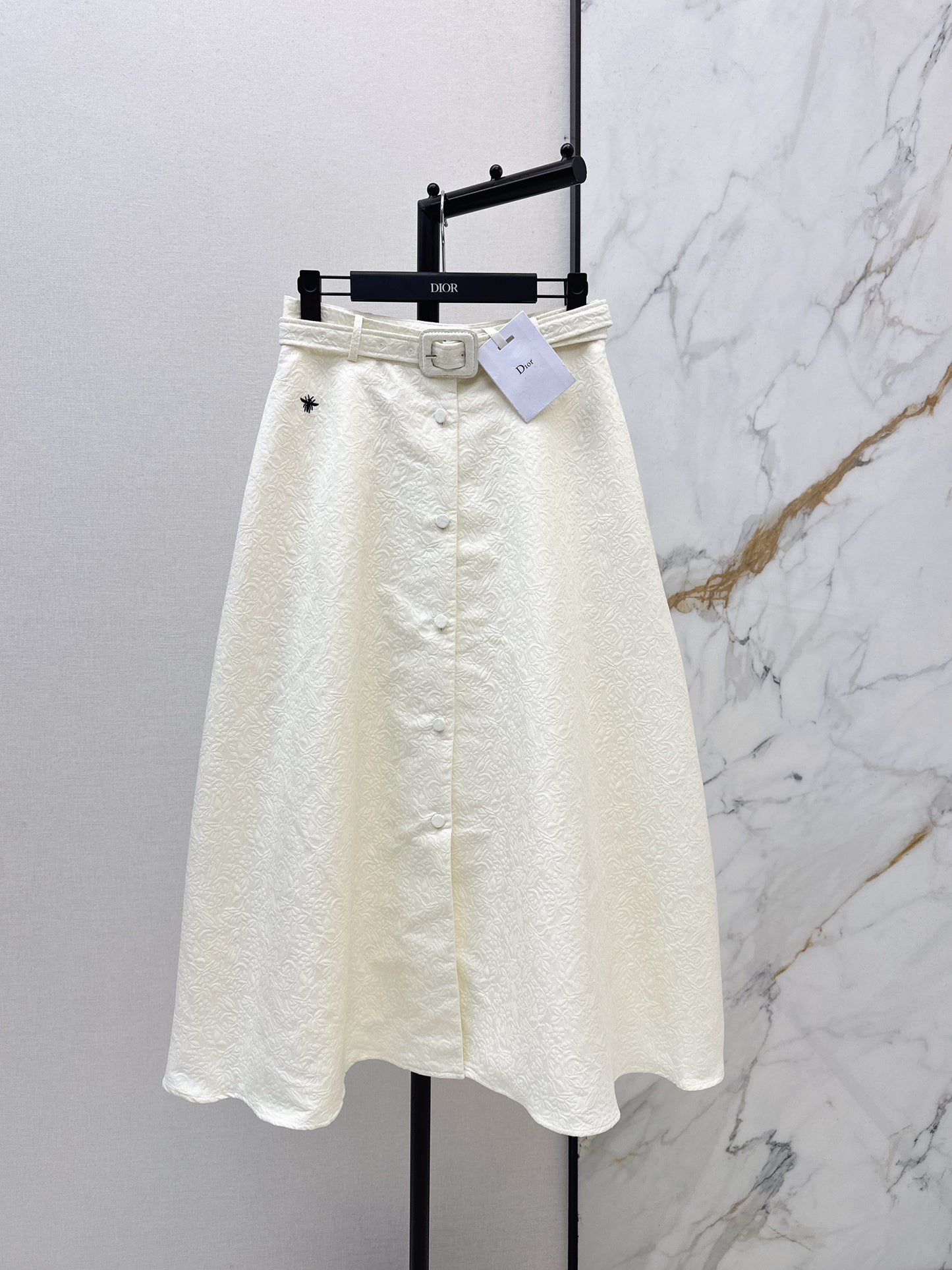 Umbrella-shaped high-waisted midi skirt