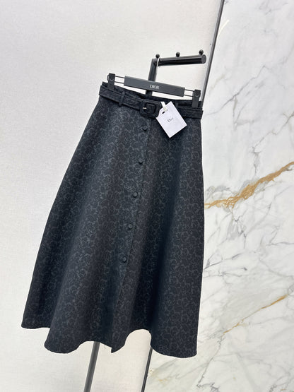 Umbrella-shaped high-waisted midi skirt