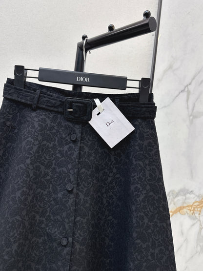 Umbrella-shaped high-waisted midi skirt