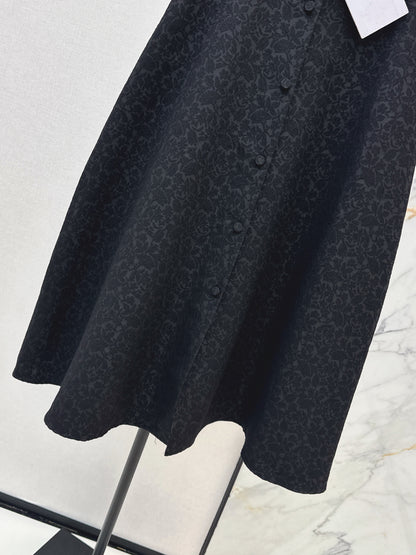 Umbrella-shaped high-waisted midi skirt
