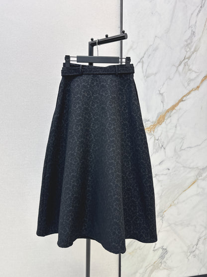 Umbrella-shaped high-waisted midi skirt