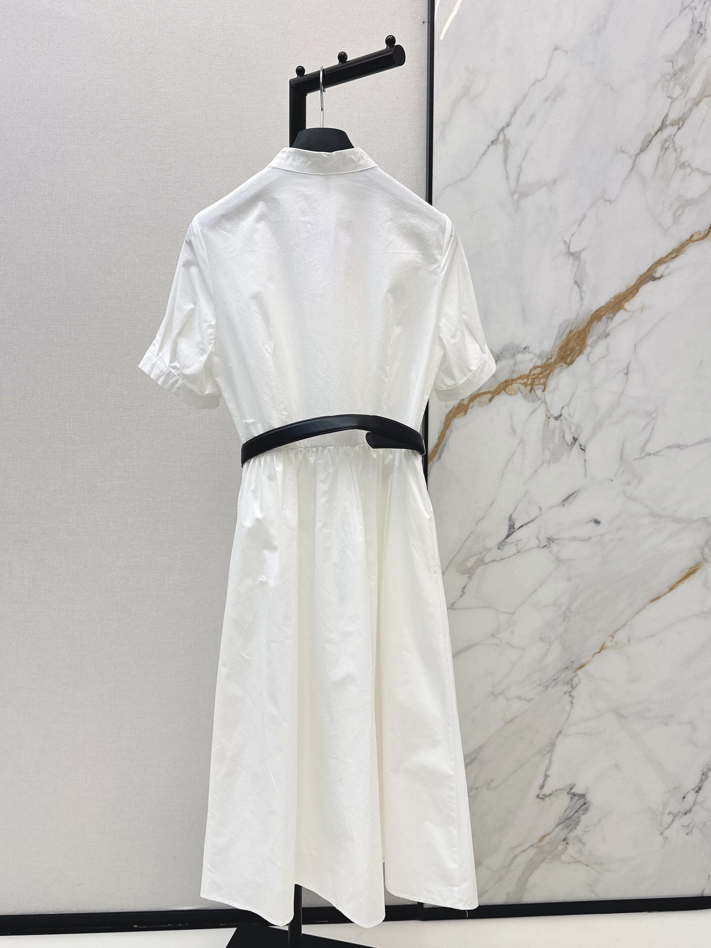 Long dress with ruffled trim